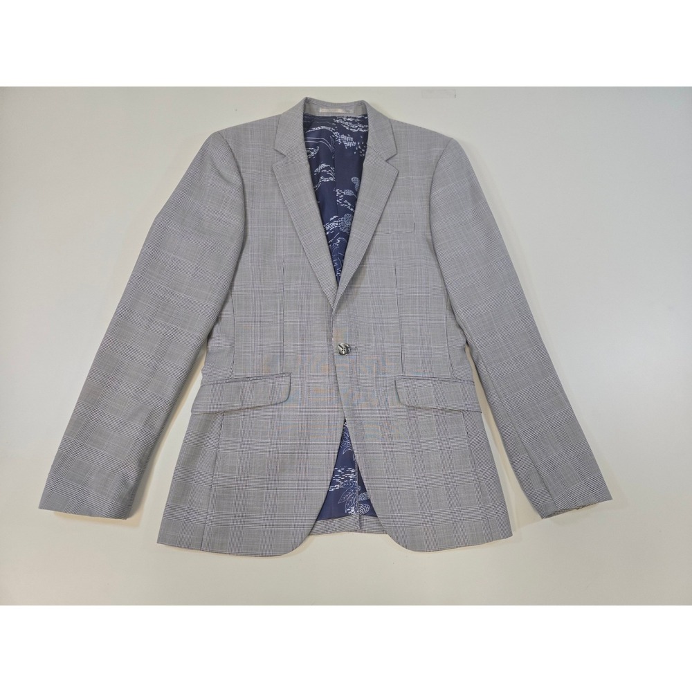 Topman Lilac Deacon Jkt Mens 36R Grey Glen Check Plaid Slim Fit Blazer Jacket
